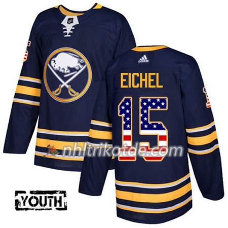 Buffalo Sabres Trikot Jack Eichel 15 Adidas 2017-2018 Marineblau USA Flag Fashion Authentic - Kinder